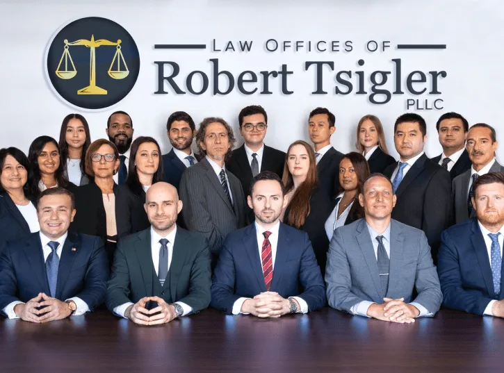 Tsigler Law Staff Group Photo with Logo